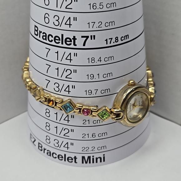 Gramercy Womens Gold Tone Multicolor Gemstone Bracelet Quartz Watch New Battery - Picture 6 of 9